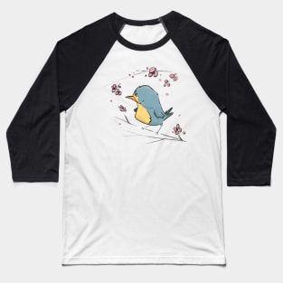 Tiny bird with pretty flowers Baseball T-Shirt